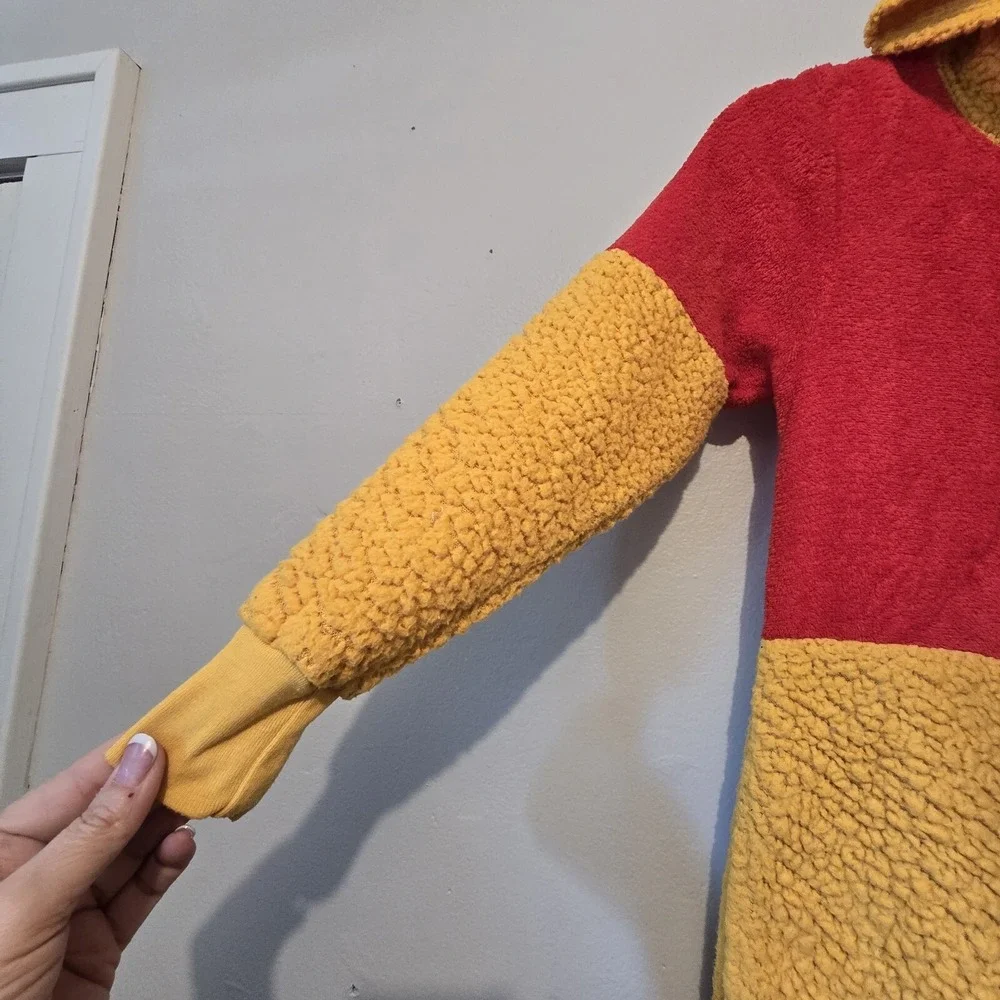 Disney Winnie the Pooh Sz XSM Hooded Zip Costume/Pajama Fleece Halloween Bear